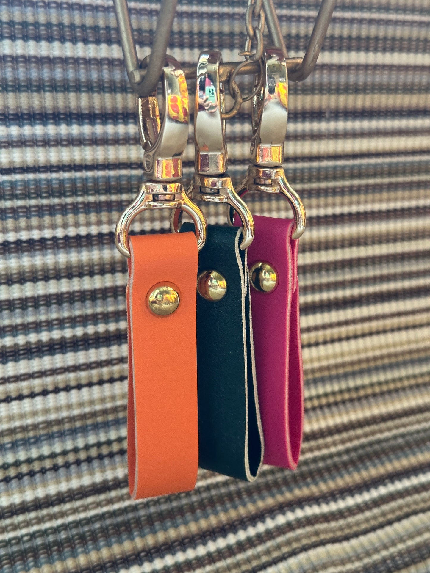 ORANGE VEGAN LEATHER KEYCHAIN