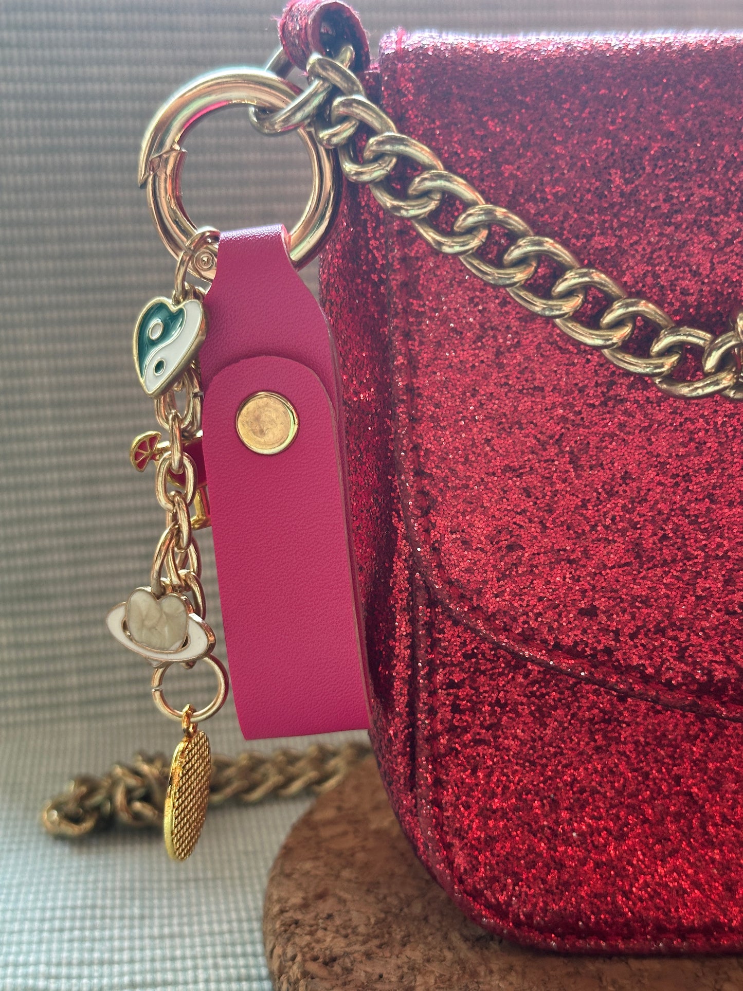 PINK KEYCHAIN WITH CHARMS