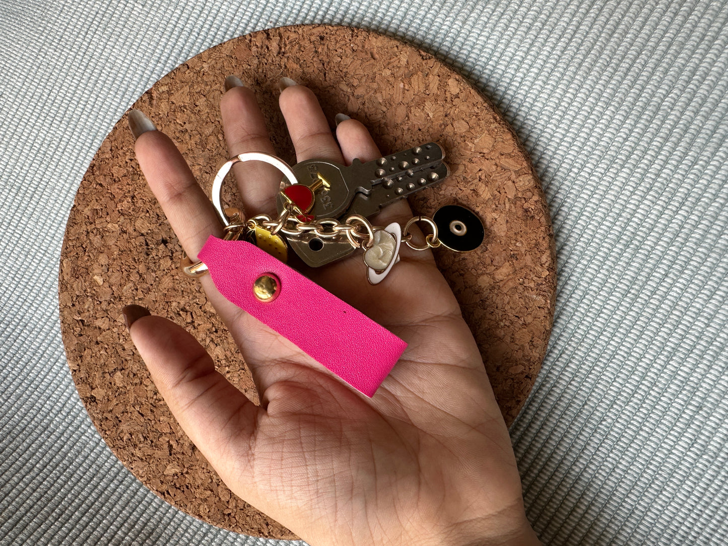 PINK KEYCHAIN WITH CHARMS