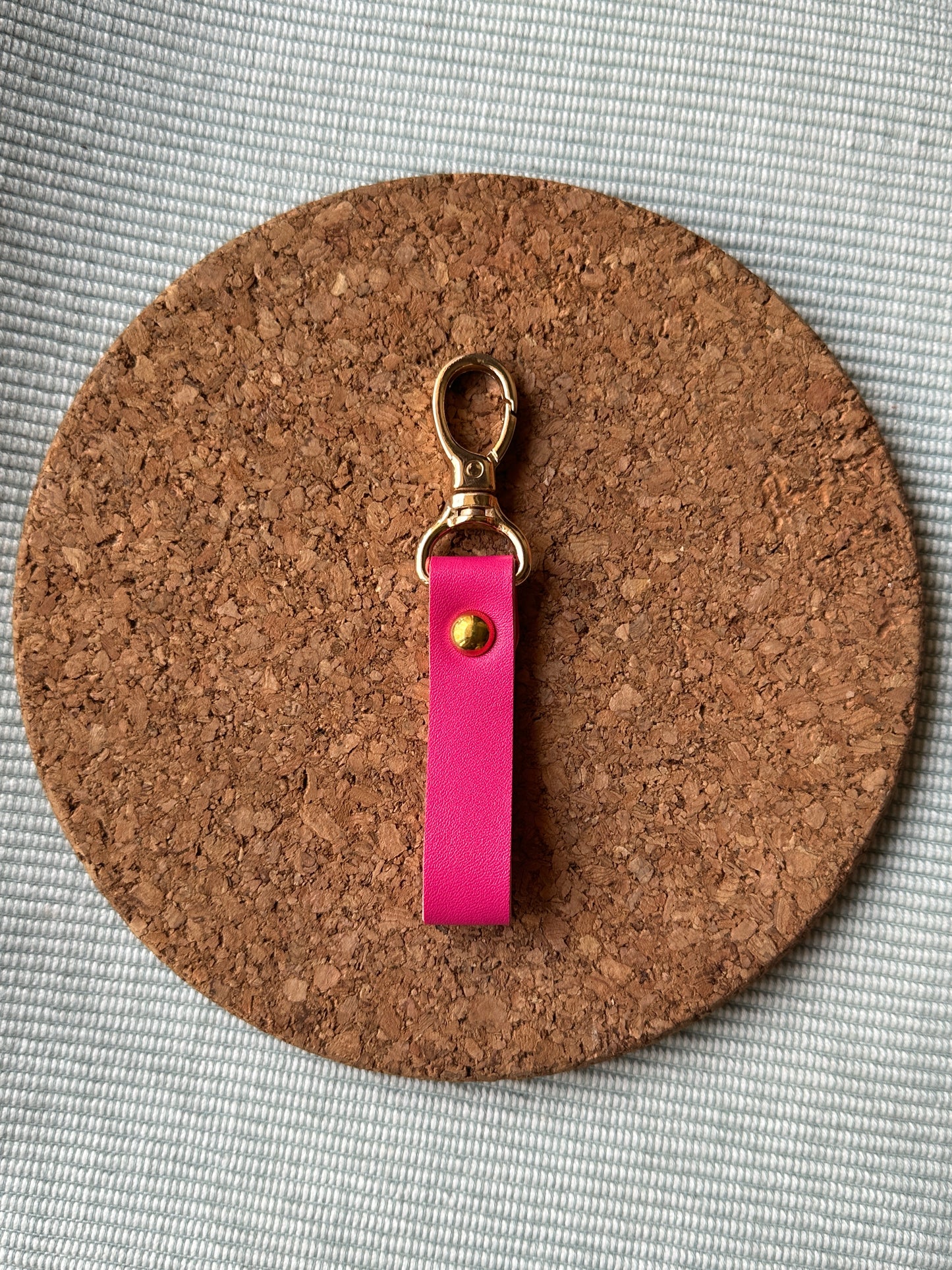 PINK VEGAN LEATHER KEYCHAIN