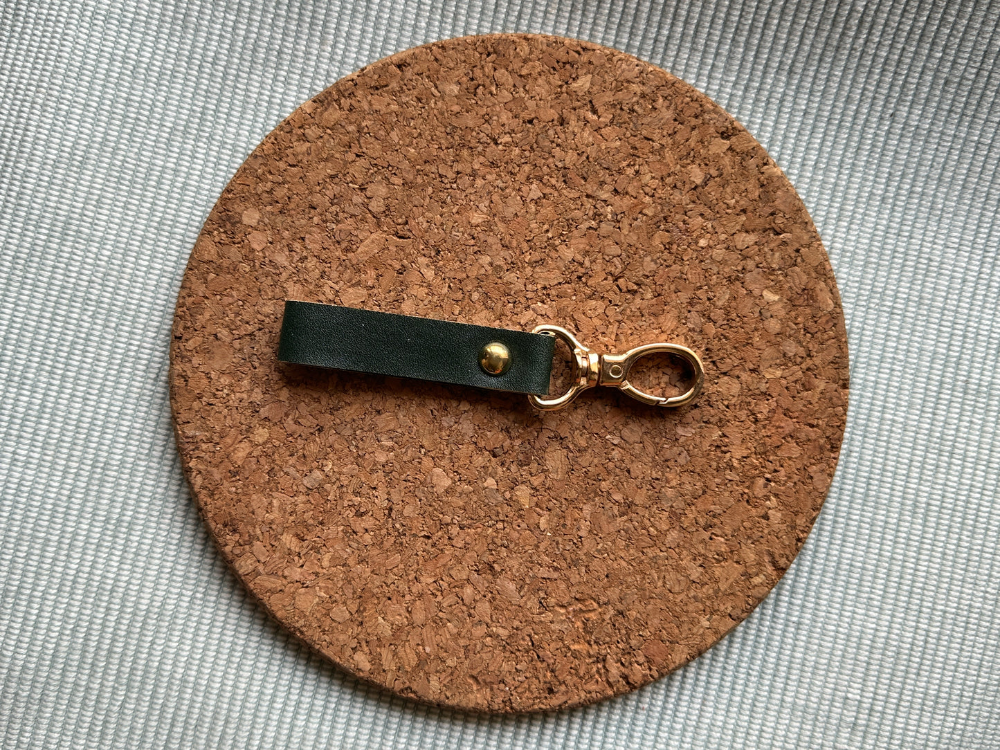 GREEN VEGAN LEATHER KEYCHAIN