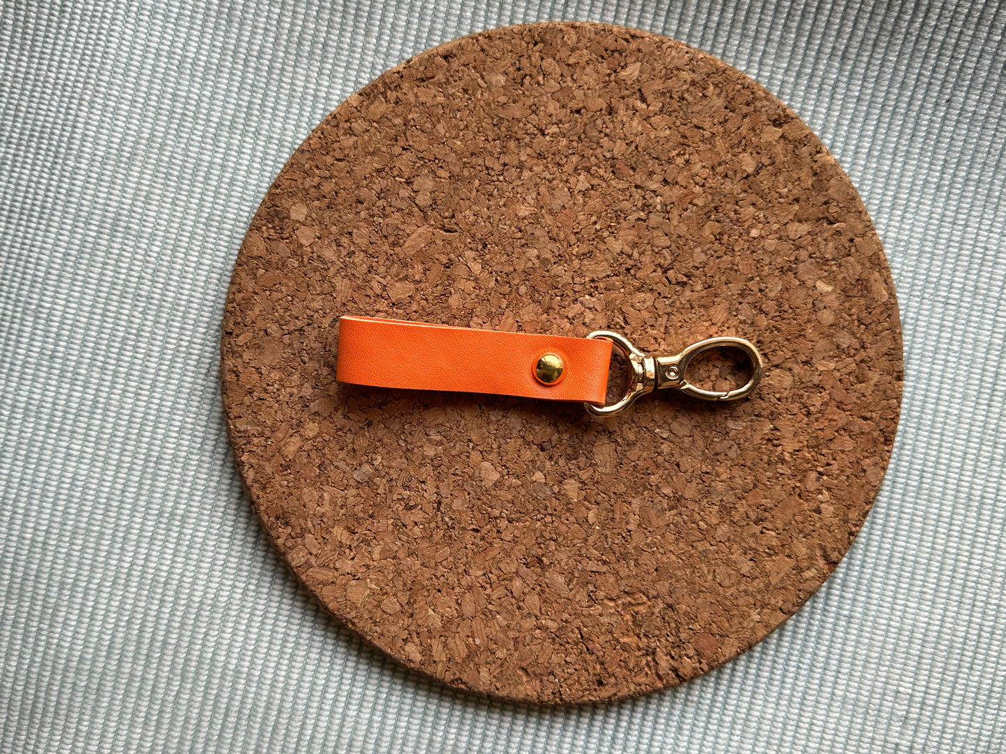 ORANGE VEGAN LEATHER KEYCHAIN