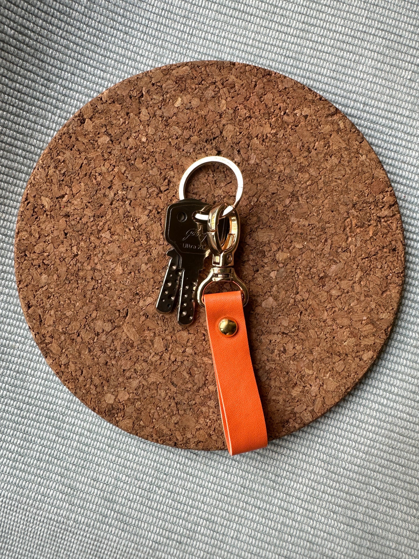 ORANGE VEGAN LEATHER KEYCHAIN