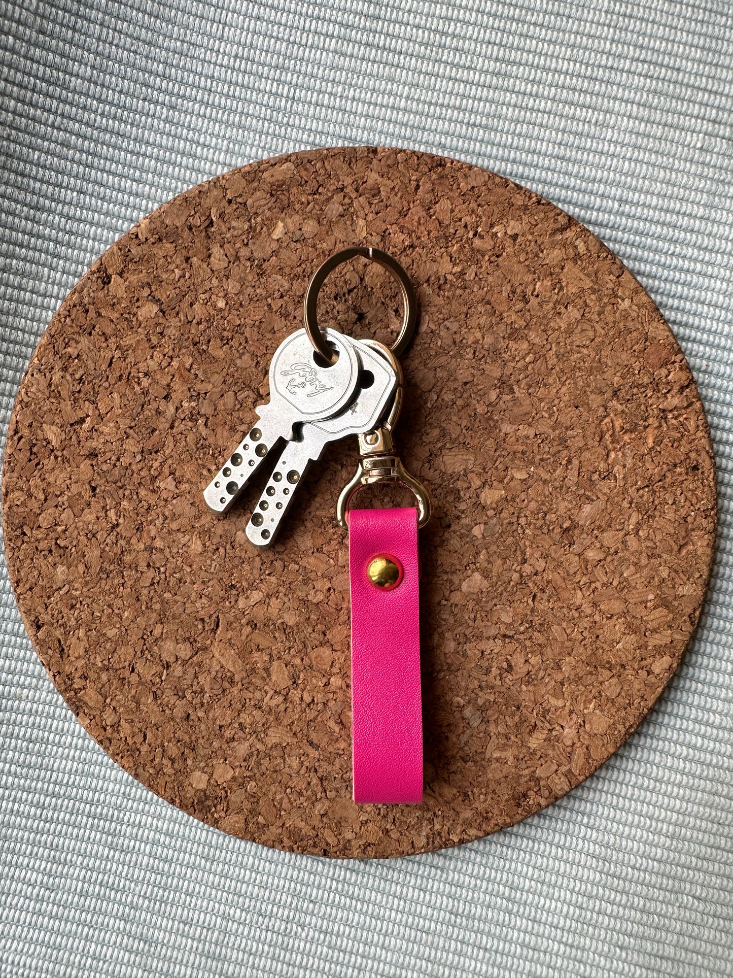 PINK VEGAN LEATHER KEYCHAIN