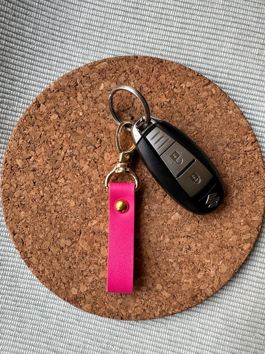 PINK VEGAN LEATHER KEYCHAIN