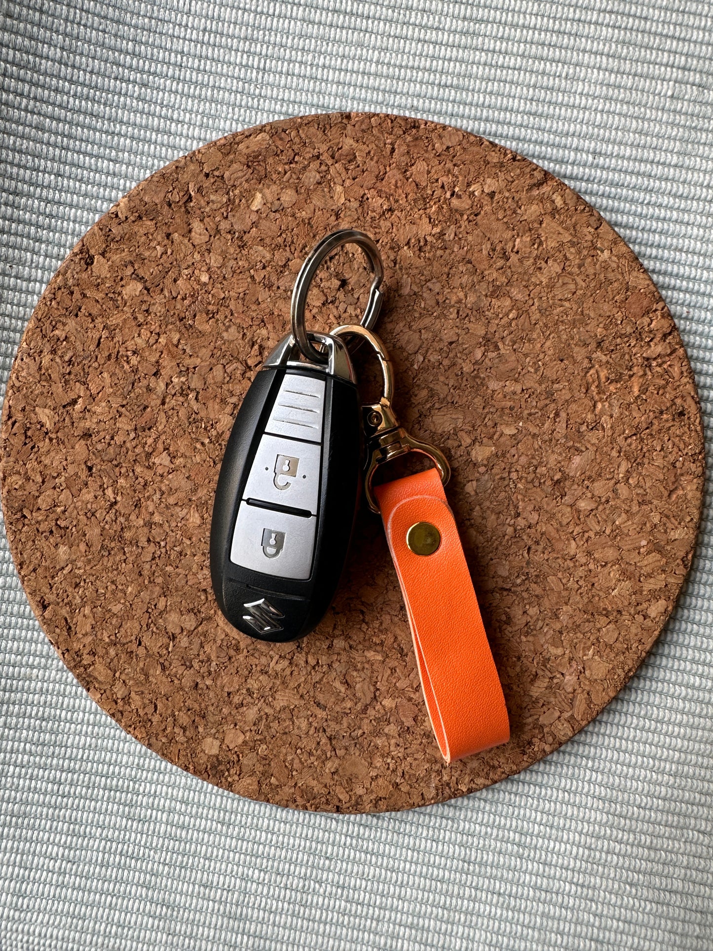 ORANGE VEGAN LEATHER KEYCHAIN