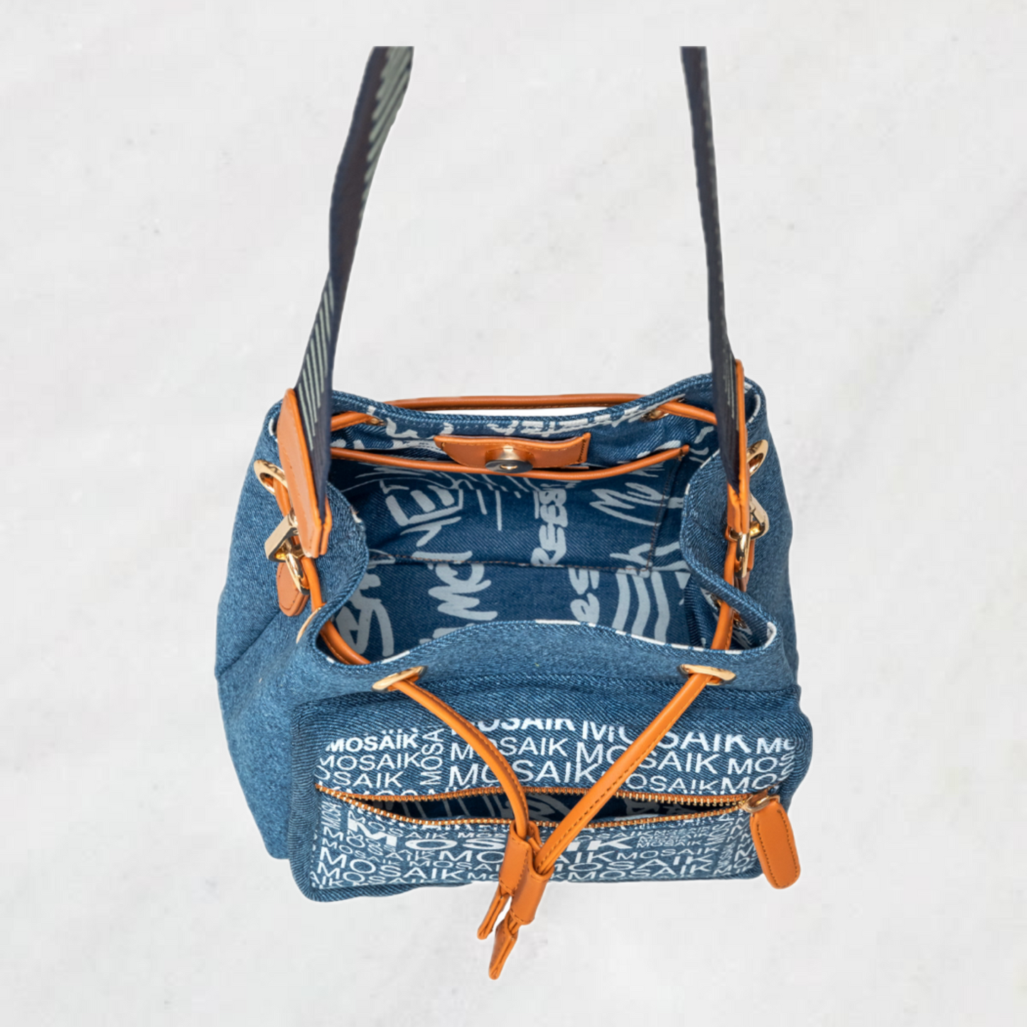 BLUE DENIM BUCKET BAG