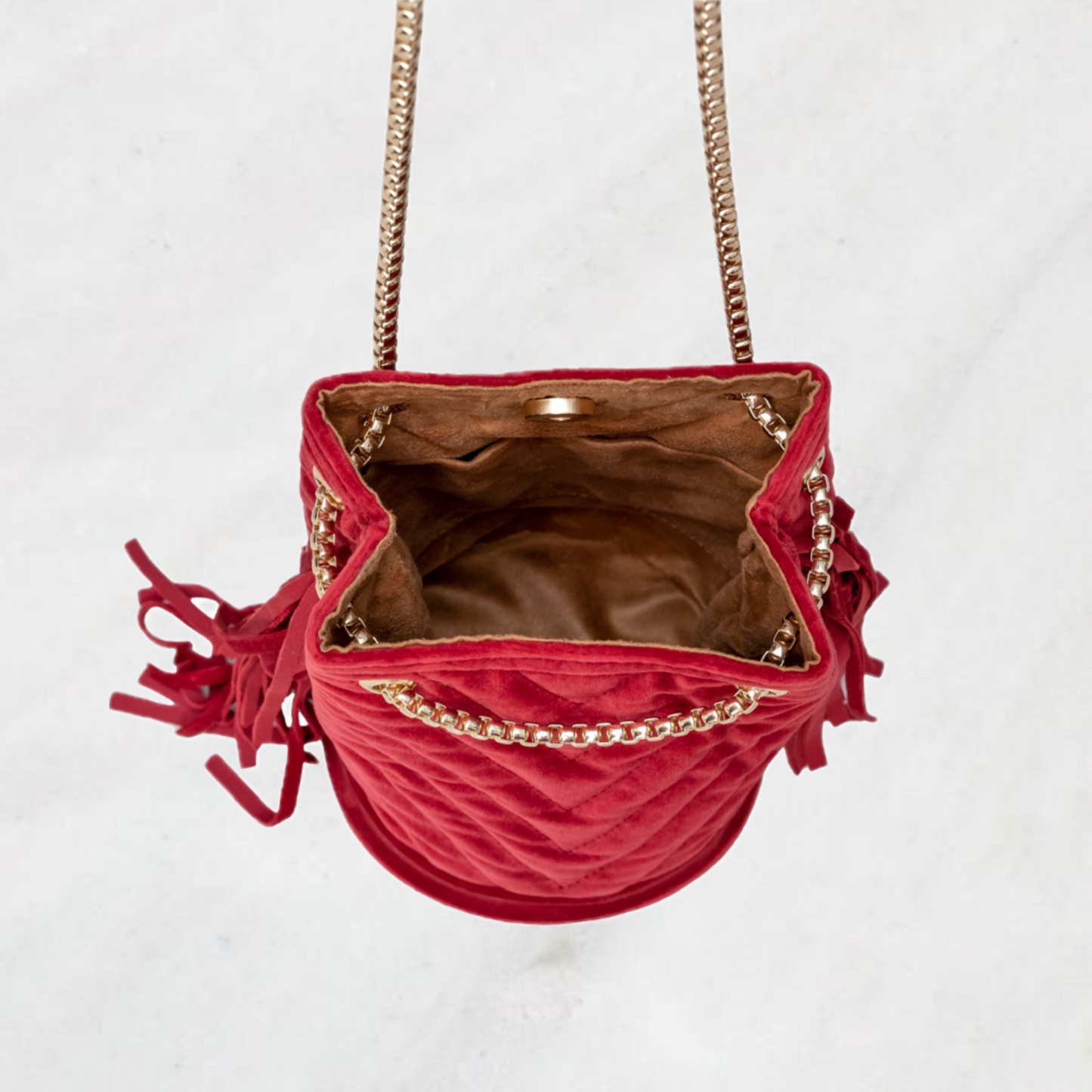 RED SUEDE PARTY BAG