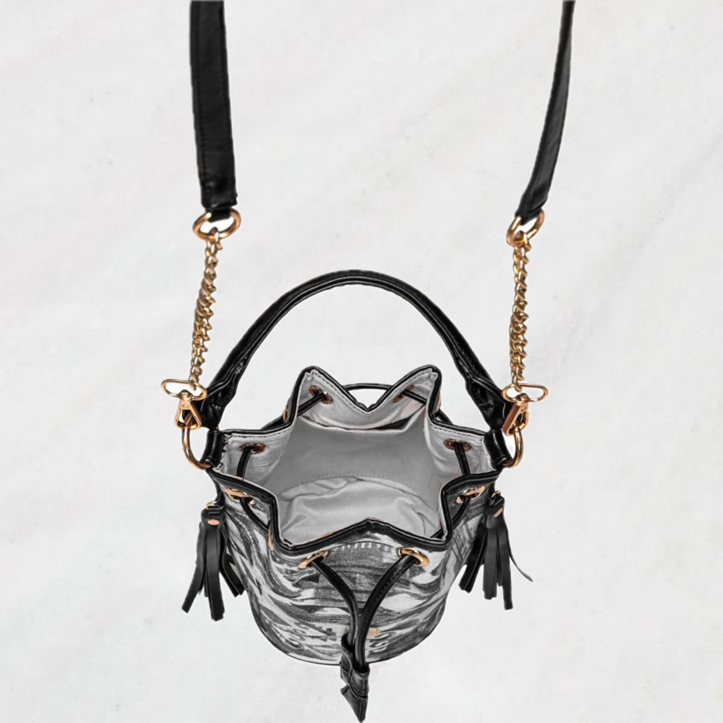 BLACK VINTAGE MINI BUCKET BAG