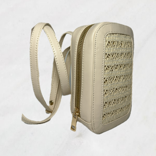 BEIGE RAFFIA MOBILE SLING