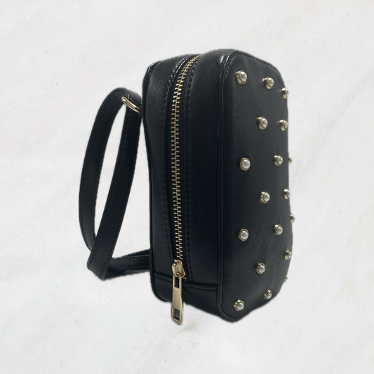 NOIR PEARL STUDDED MOBILE SLING