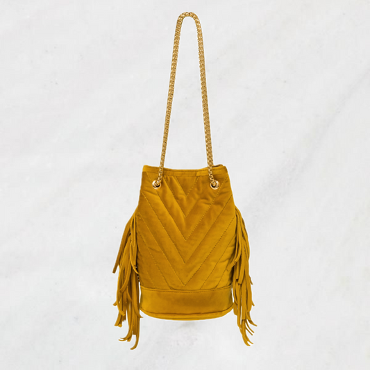 YELLOW SUEDE PARTY BAG